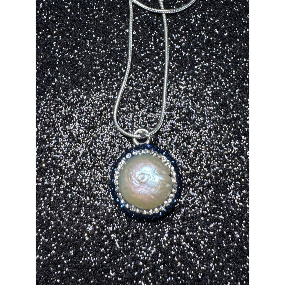 Natural Pearl and Crystal Sterling Necklace